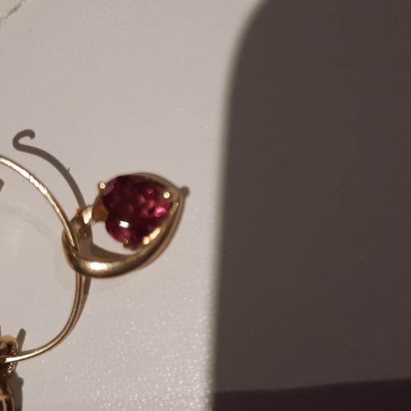 AUTHENTIC SOLID 14K YELLOW GOLD GENUINE RHODOLITE GARNET HEART PENDANT SLIDER 🎁 - Picture 1 of 7